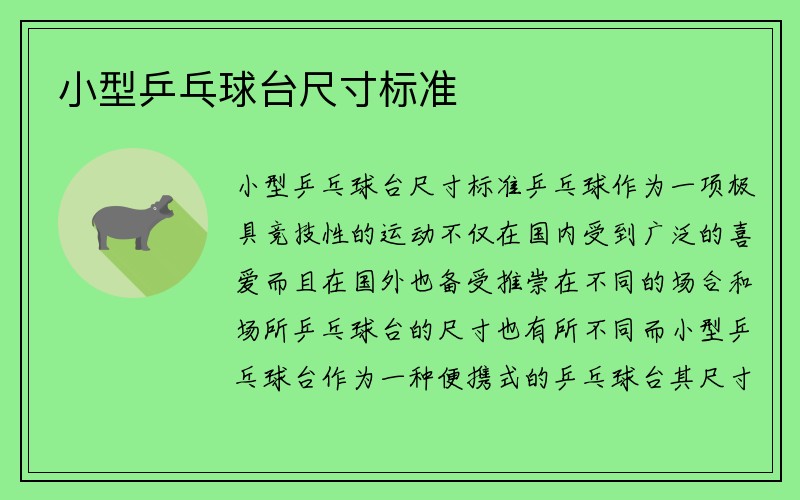 小型乒乓球台尺寸标准